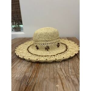 Toucan Collection New York Vintage Straw Beaded Crochet Hat